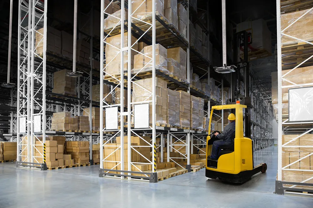 RFID implemented inside a warehouse to track shipments and pallets.