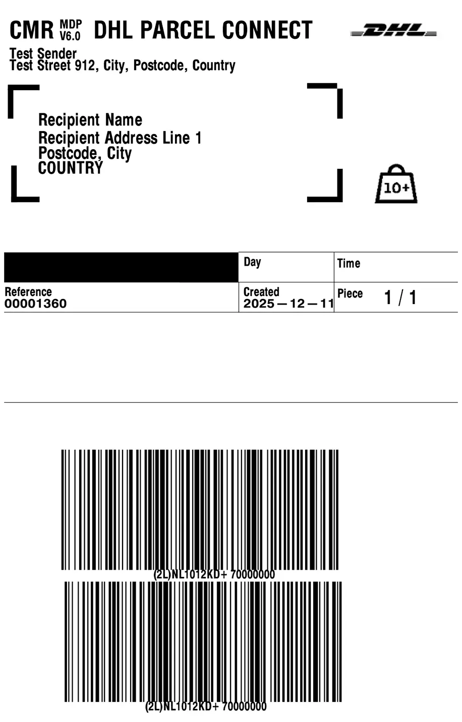 DHL Shipping Label DHL shipping label