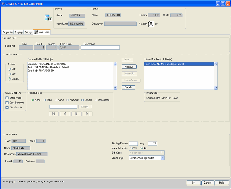 labelview software and linking fields