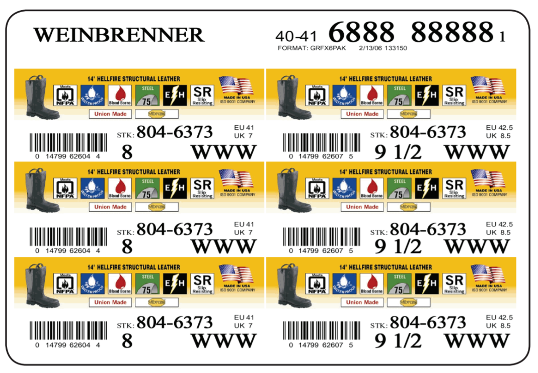 Weinbrenner's Colorized Product Labels