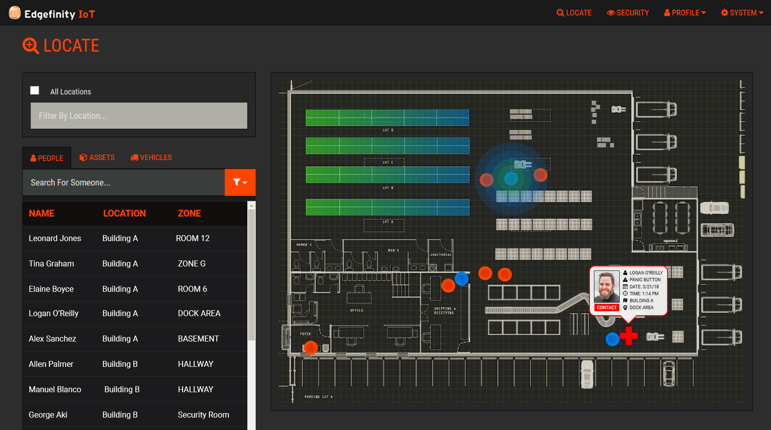 The Edgefinity IoT interface allows you to locate lone workers in real time. The Edgefinity IoT interface allows you to locate lone workers in real time.