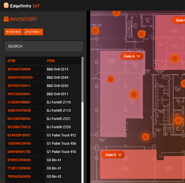 The Edgefinity IoT dashboard displays the location of assets, goods, and employees in real time. CYBRA has a customer retention rate of over 99%.