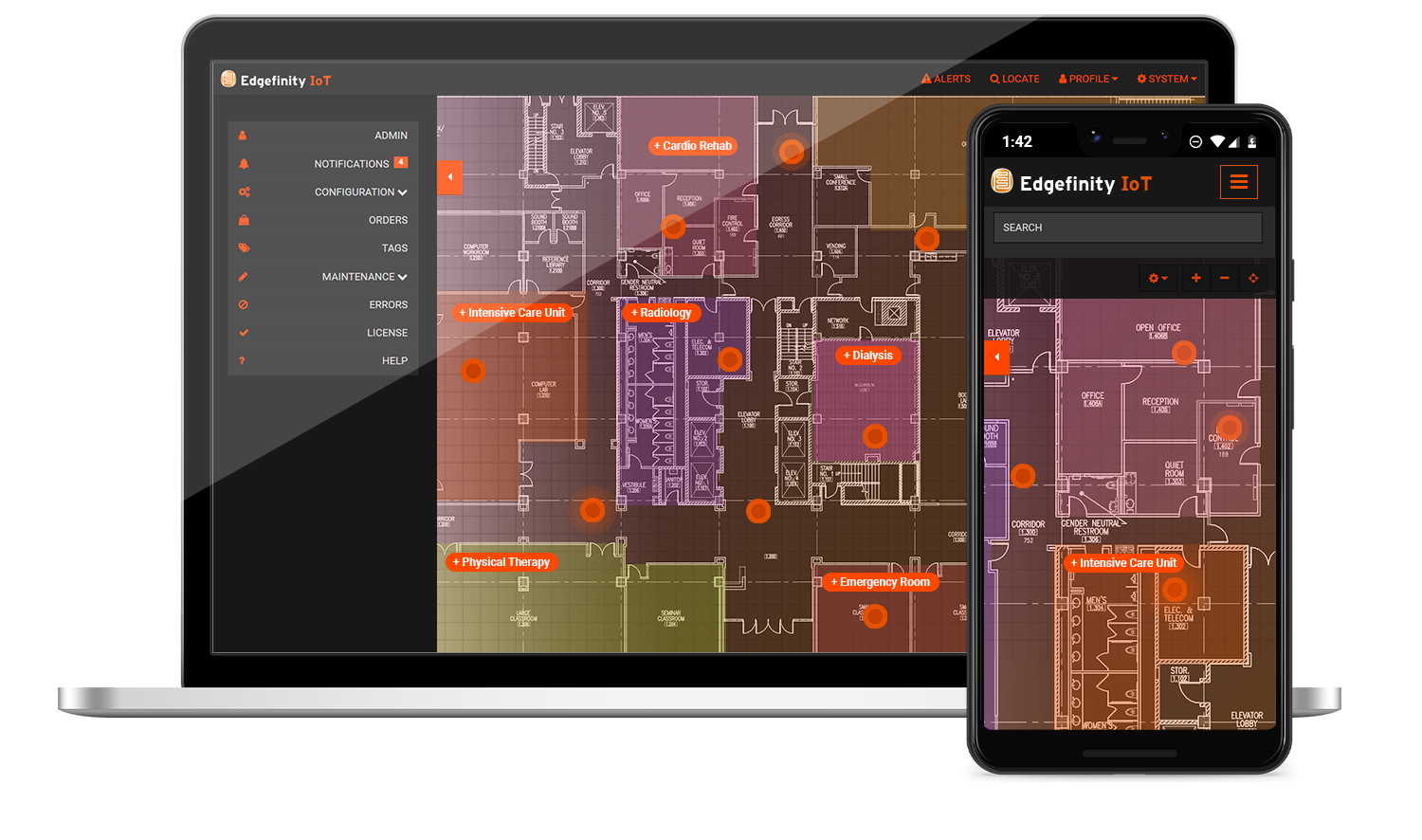 Edgeftinity IoT provides asset tracking for hospitals and healthcare facilities.