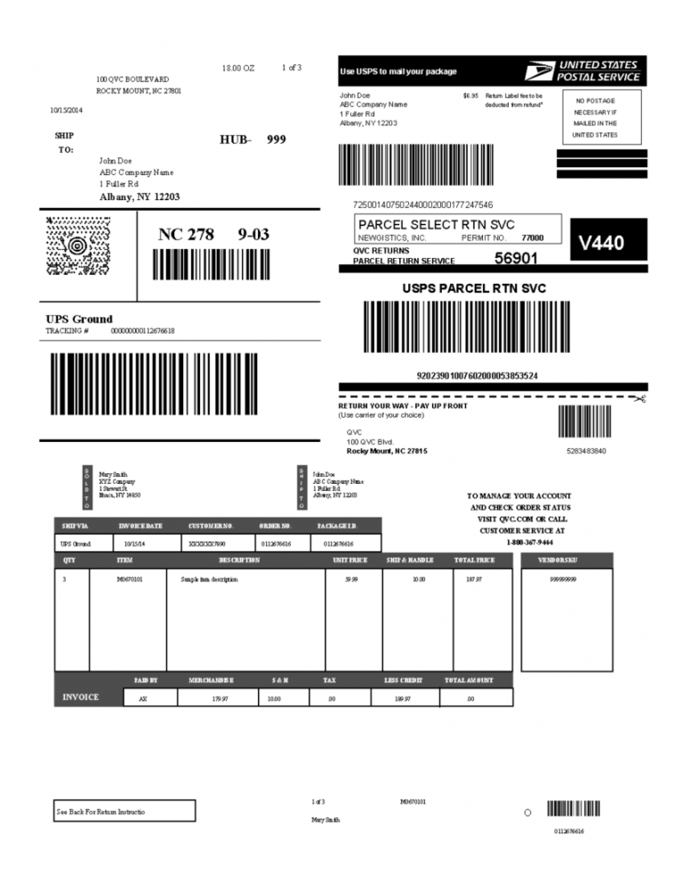 Qvc Printable Return Label