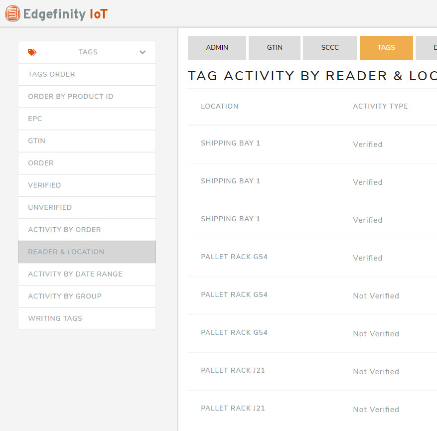 Track manufacturing RFID data with Edgefinity IoT.