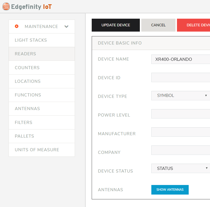 Manage RFID tagged inventory data with Edgefinity IoT