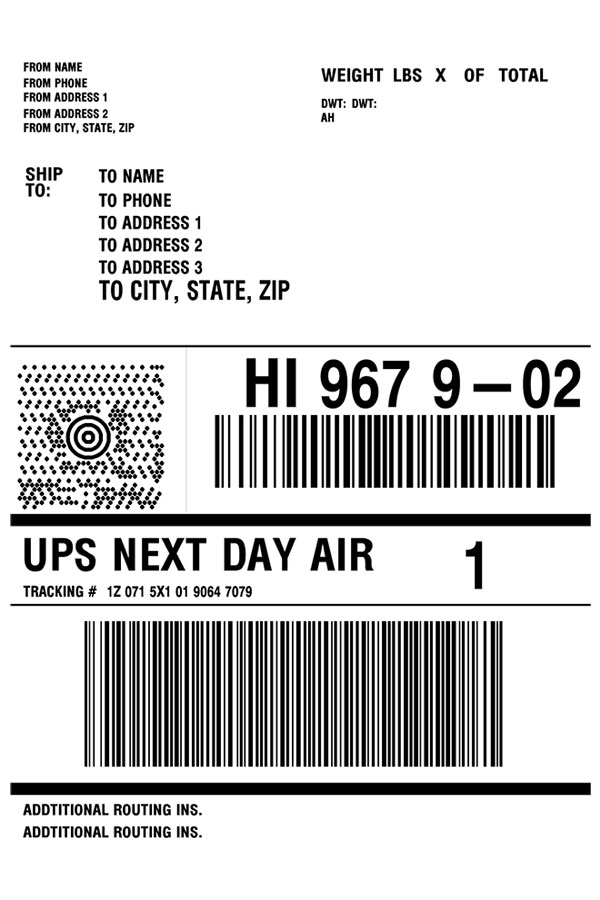 Shipment label template with priority mail header Vector Image