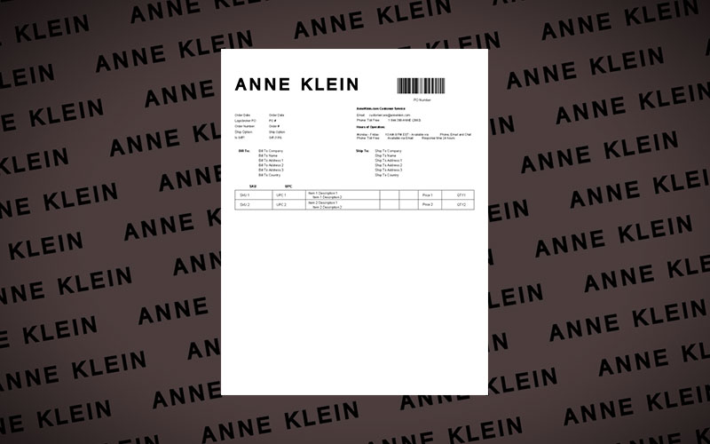 Anne Klein Packing Slip Template