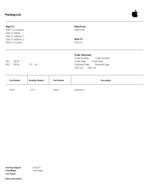 Apple Packing Slip Template | CYBRA