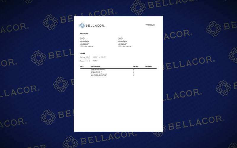Bellacor Packing Slip Template