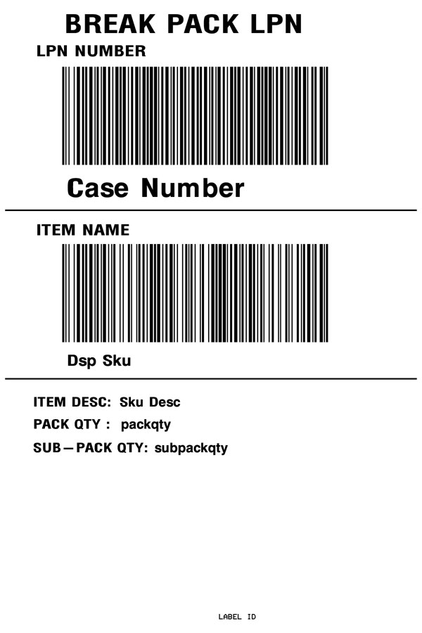 Break Pack Label Template