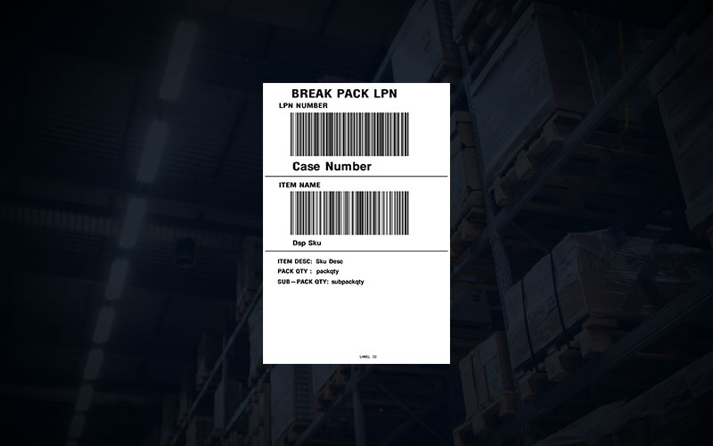 Break Pack Label Template