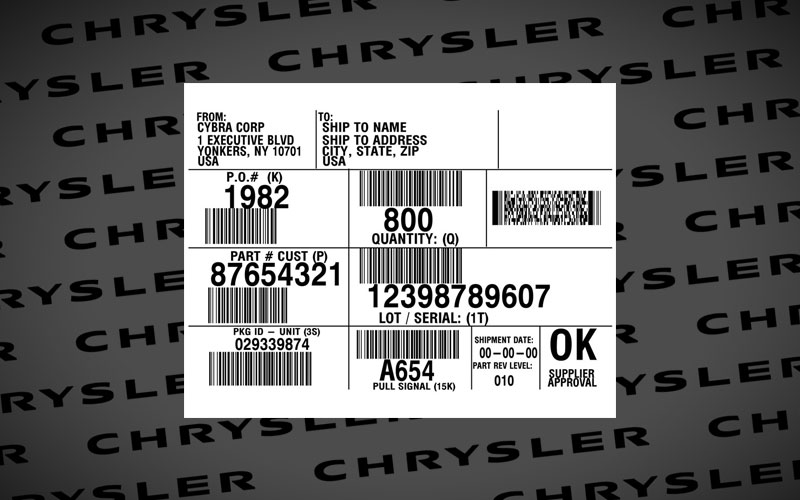 Chrysler Content Label Template