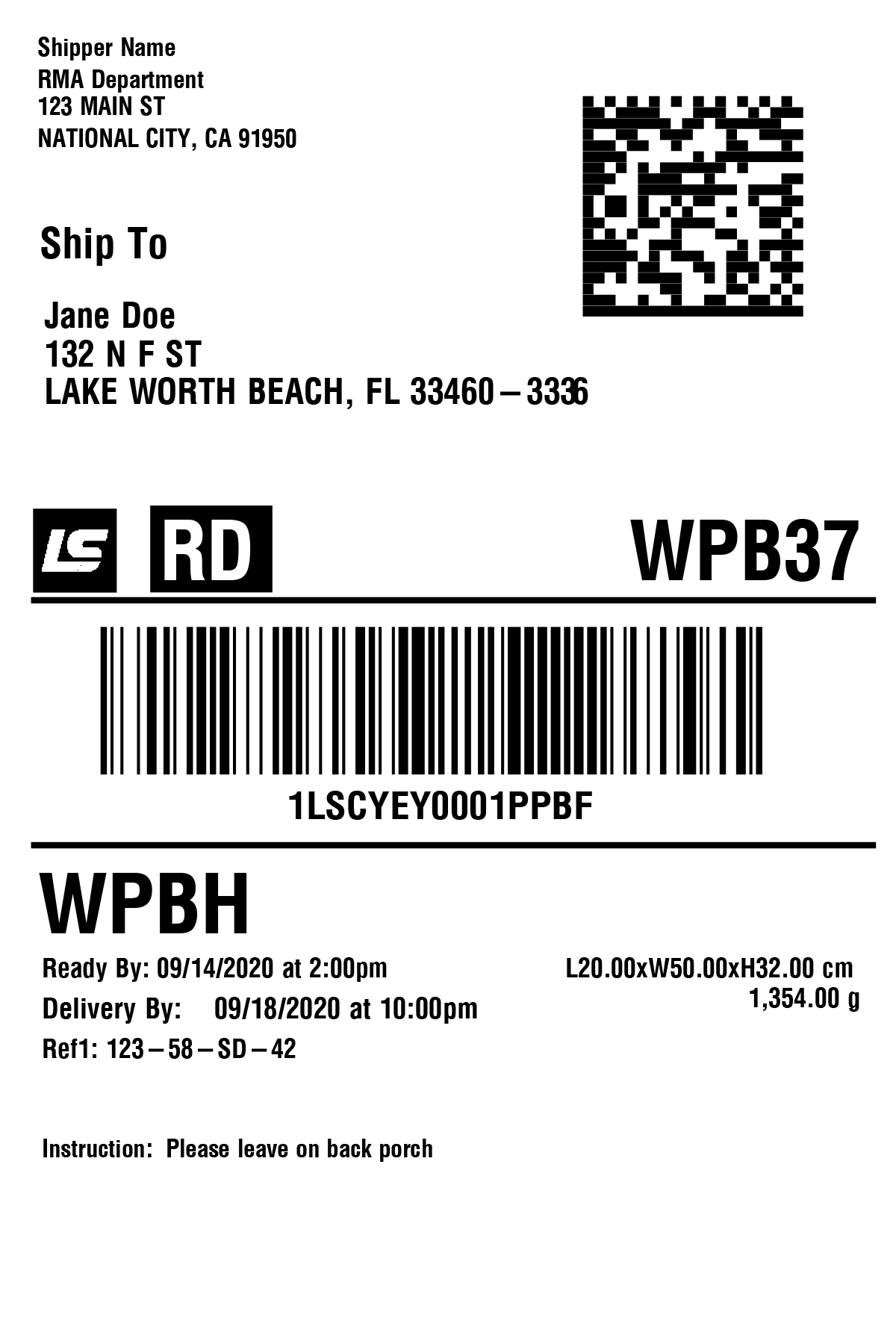 LaserShip Shipping Label Template