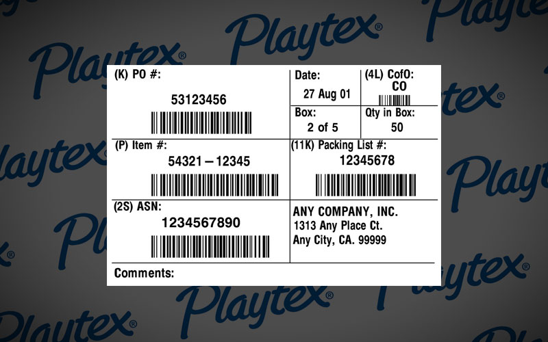 Playtex Content Label Template