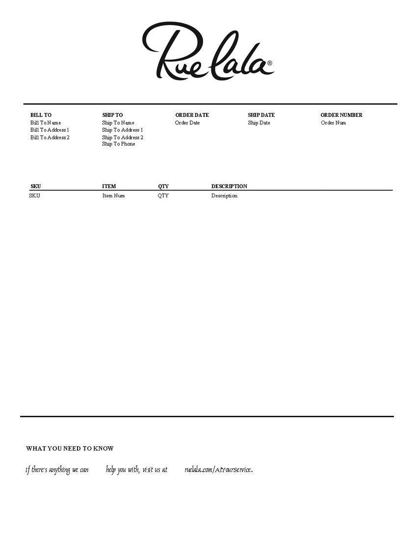 Rue La La Packing Slip