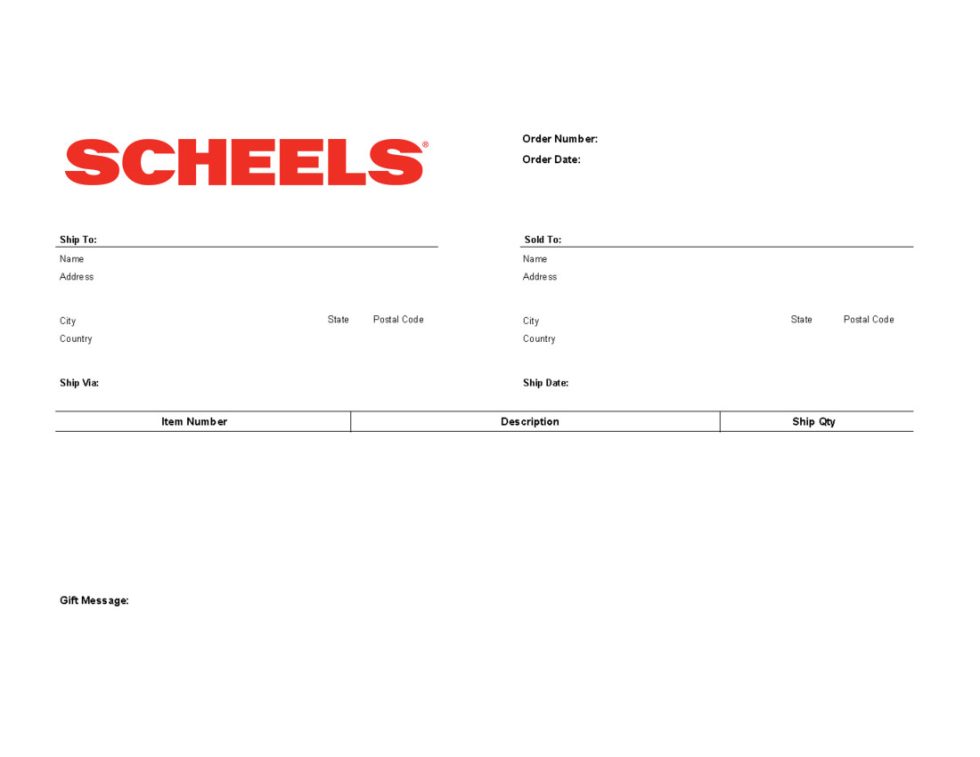 Scheels Packing Slip Template CYBRA