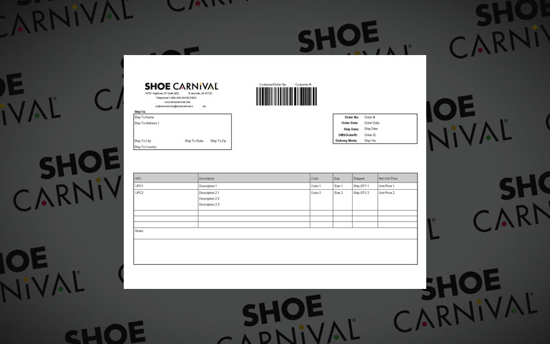 Shoe Carnival Packing Slip Template