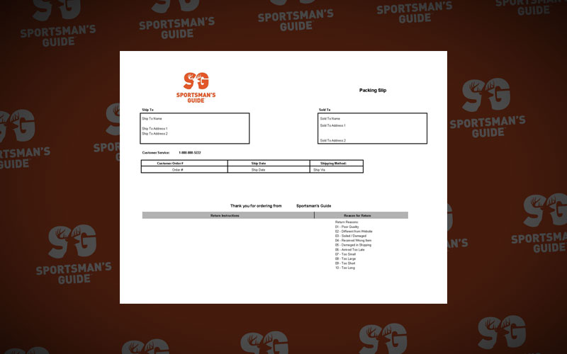 Sportsman’s Guide Packing Slip Template