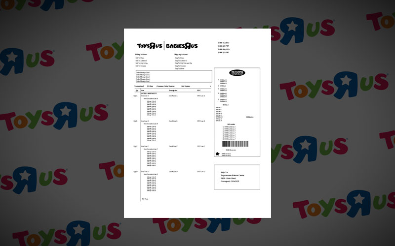 Toys “R” Us Packing Slip Template