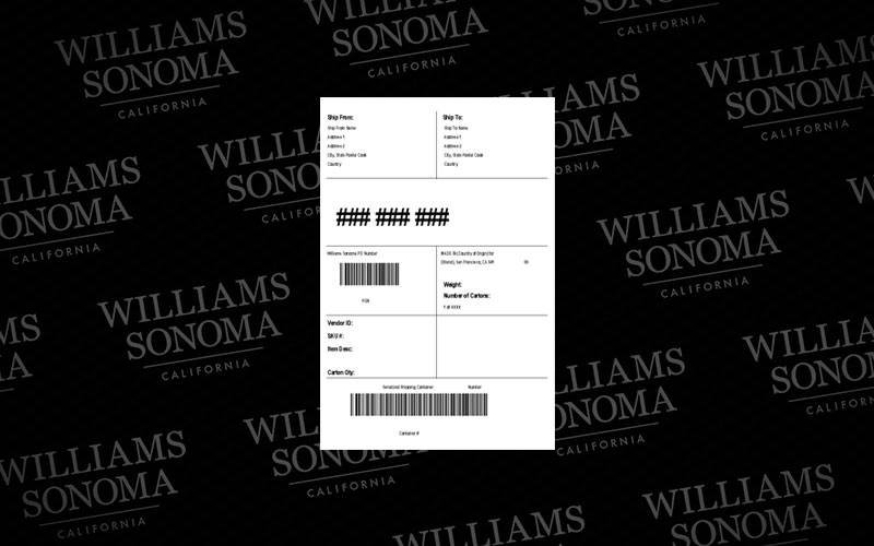 Williams Sonoma Shipping Label