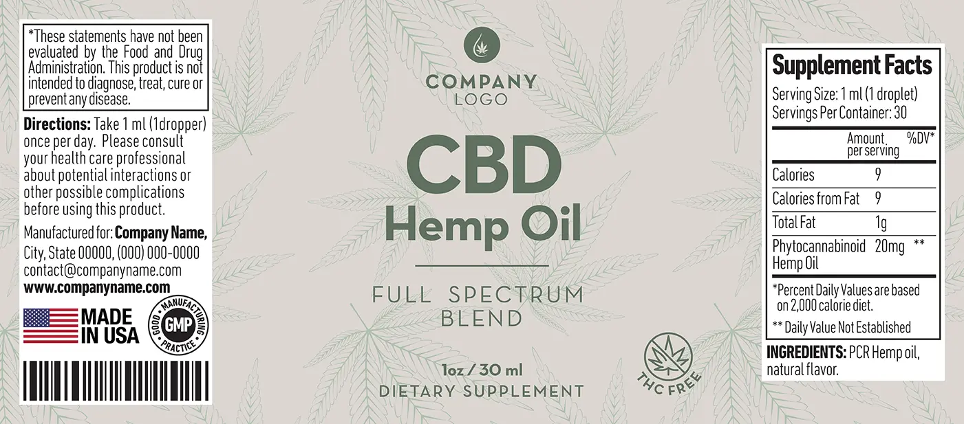 Example of a CBD label