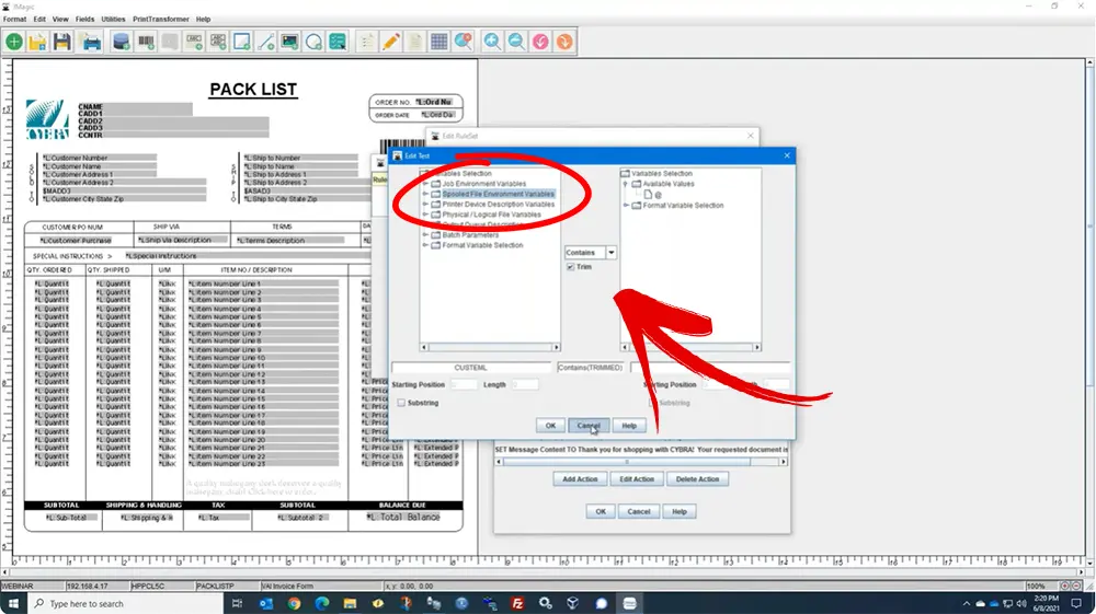 Access the Conditional Printing Rules Interface in MarkMagic