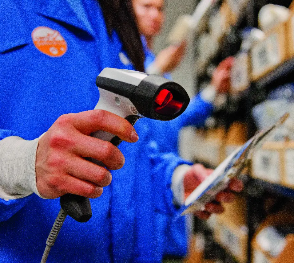 Handheld barcode scanner for checking inventory