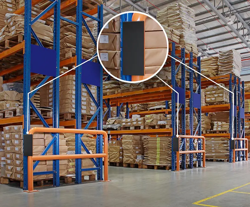 RFID antenna affixed inside a warehouse