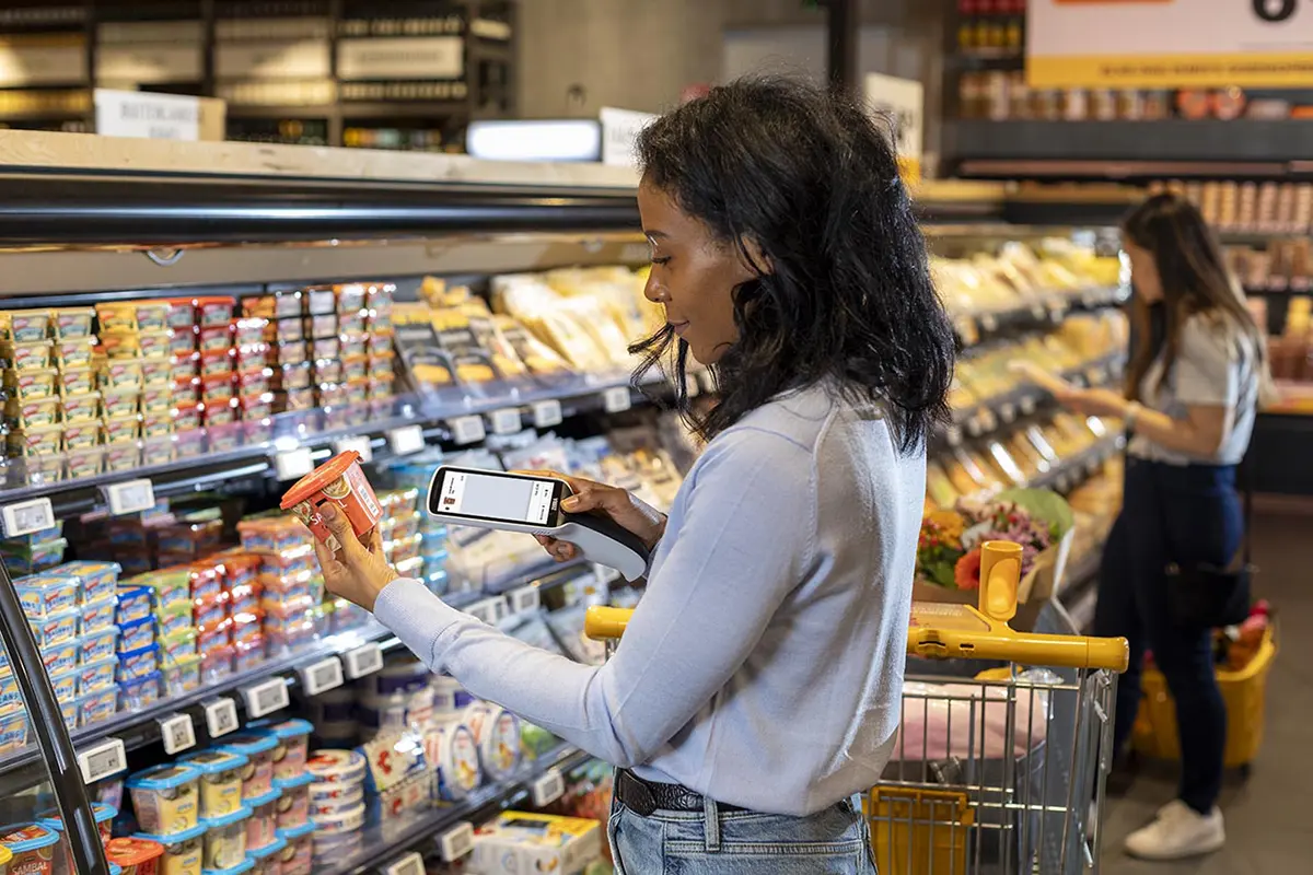 Scanning a grocery store product's 2D barcode