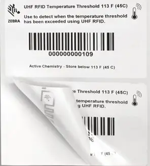 Example of a high temperature resistant RFID sticker.