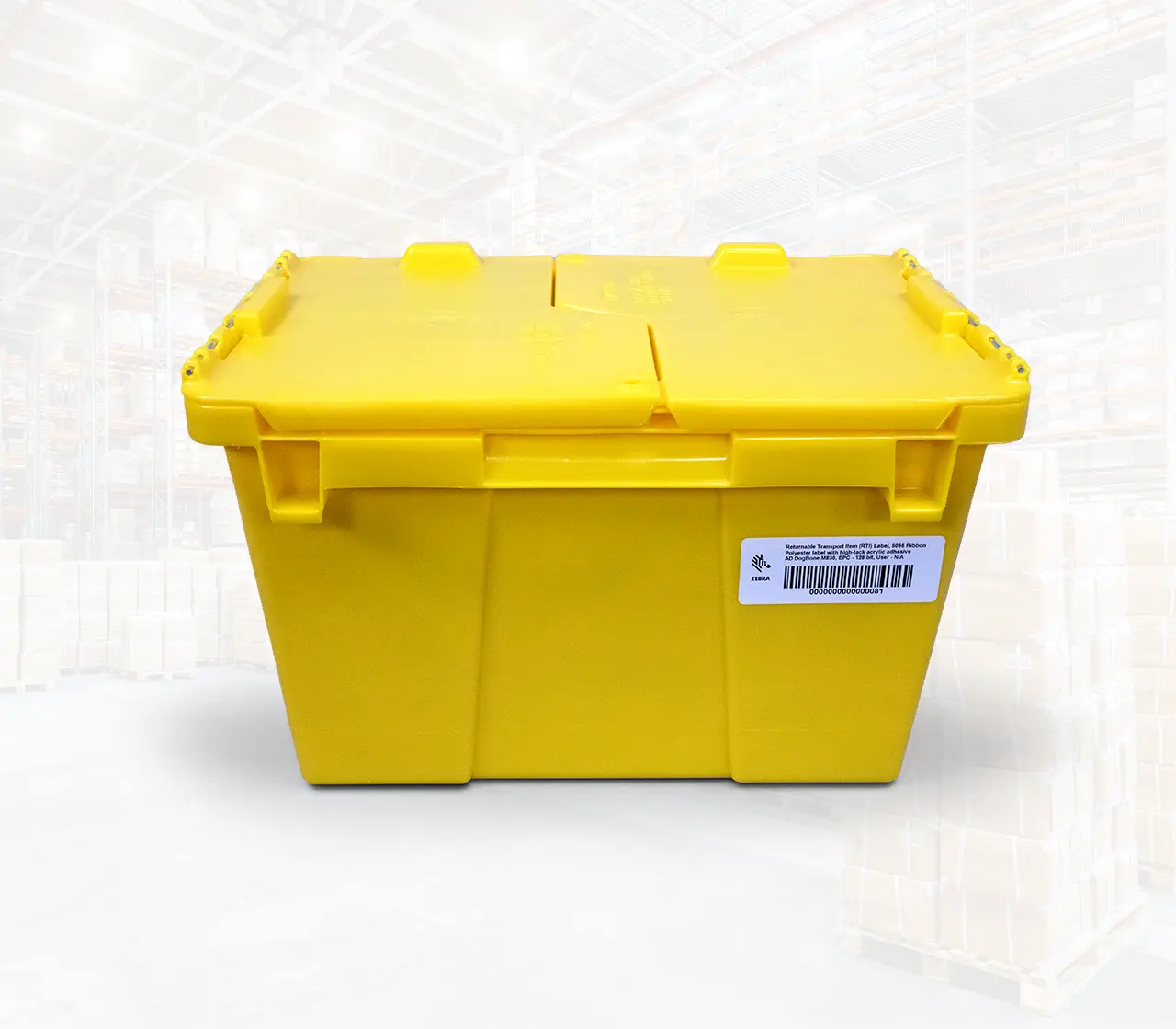 RFID tag affixed to a bin